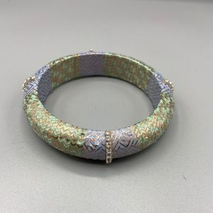 Artist Designed Wooden Washi and Crystal Bangle